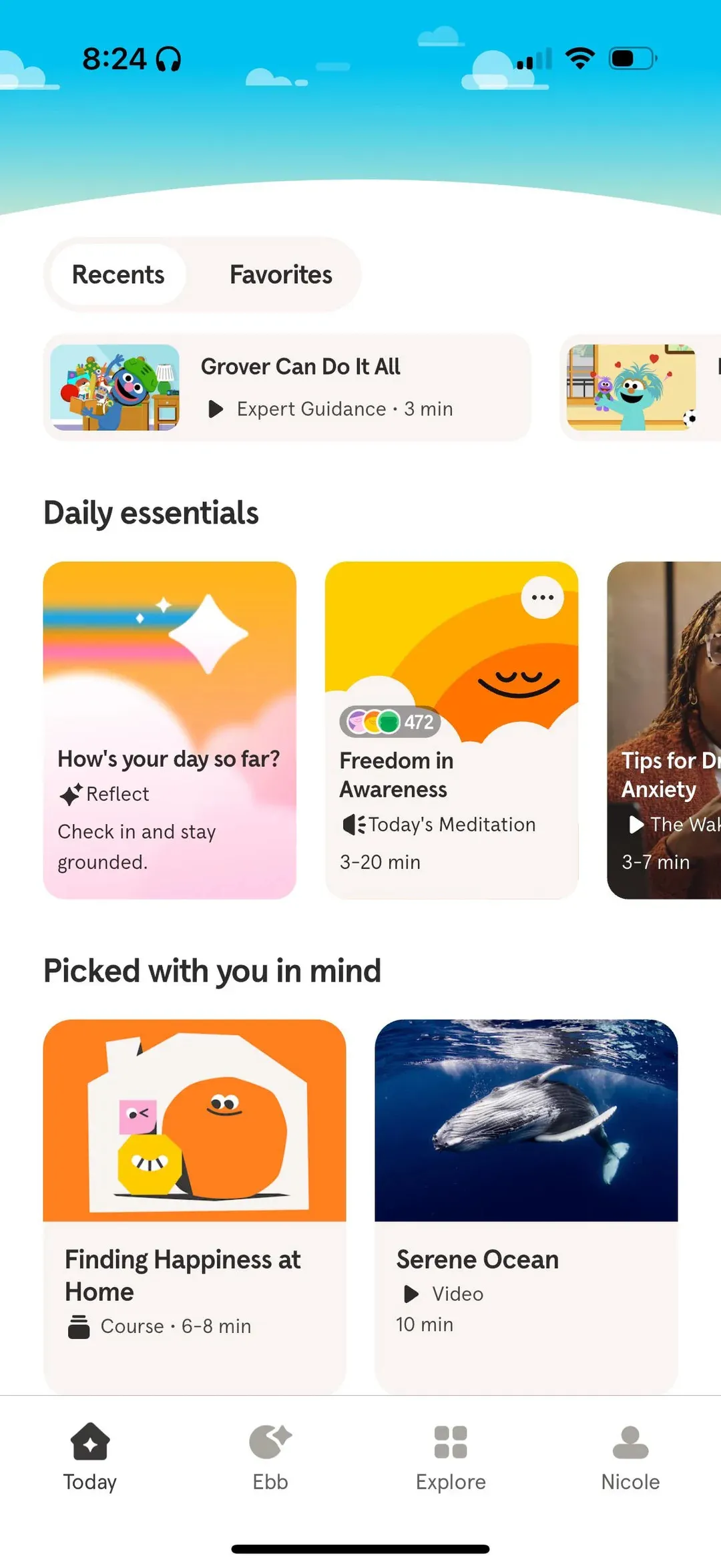 Redesigned Today tab with daily essentials and personalized picks